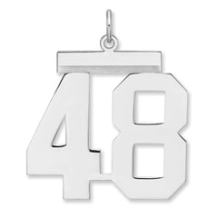 Sterling Silver/Rhodium-plated Polished Number 48 Charm - 3