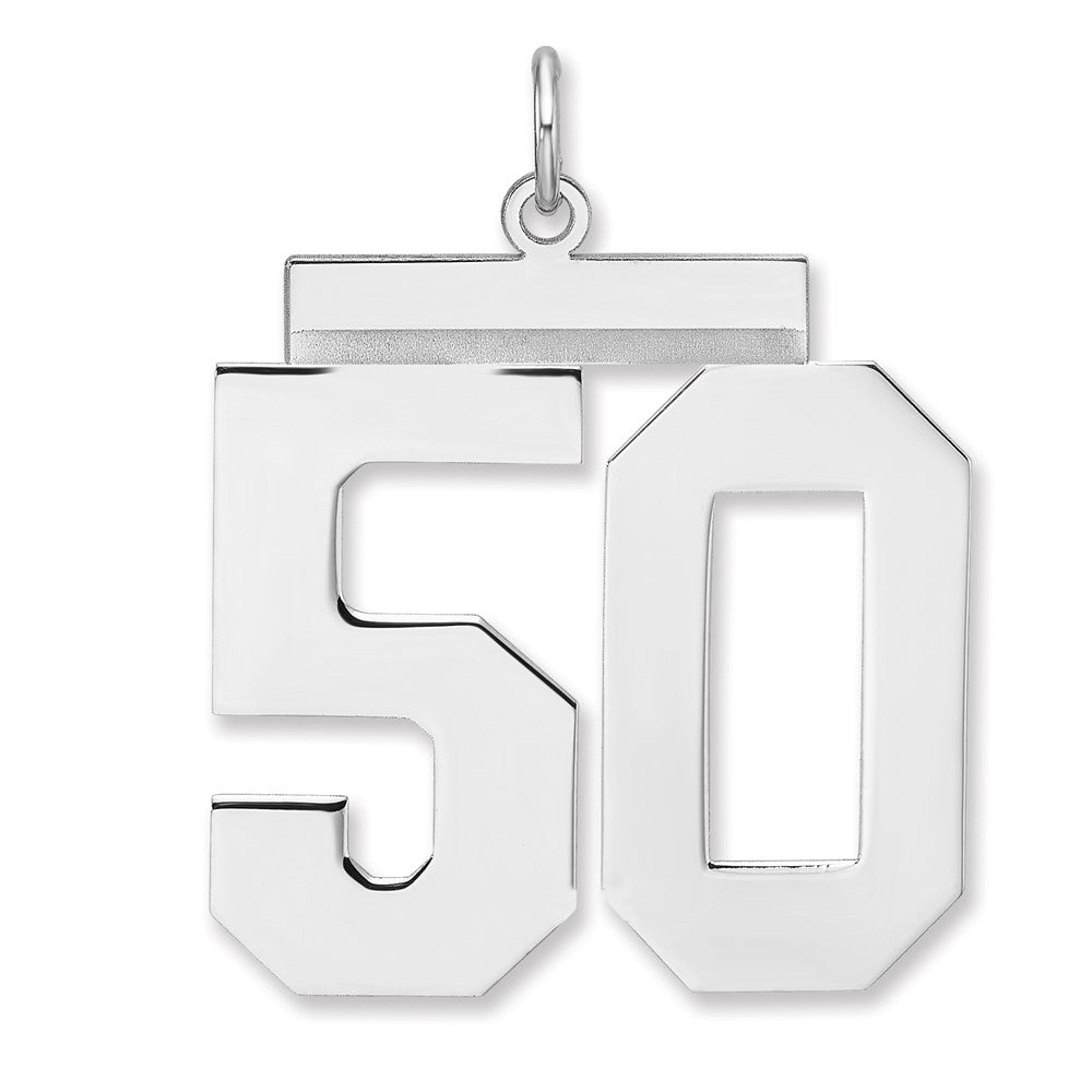 Sterling Silver/Rhodium-plated Polished Number 50 Charm - 2