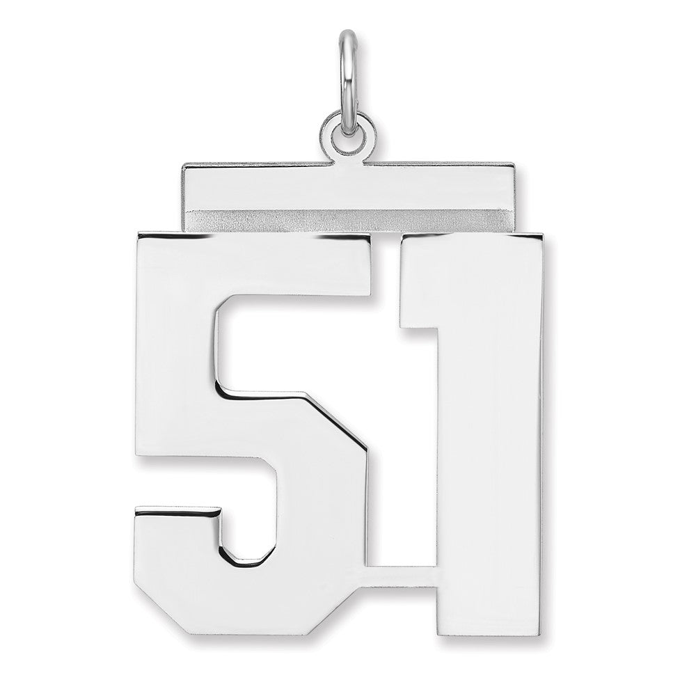 Sterling Silver/Rhodium-plated Polished Number 51 Charm - 2