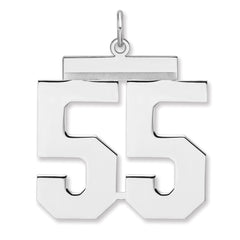 Sterling Silver/Rhodium-plated Polished Number 55 Charm - 3