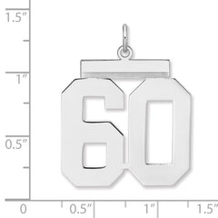 Sterling Silver/Rhodium-plated Polished Number 60 Charm