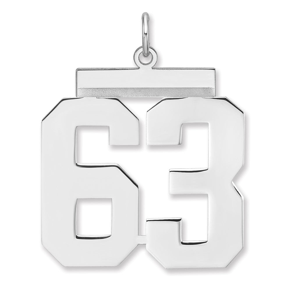 Sterling Silver/Rhodium-plated Polished Number 63 Charm - 2