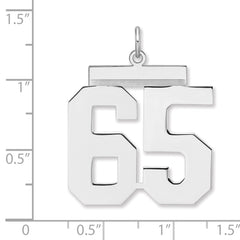 Sterling Silver/Rhodium-plated Polished Number 65 Charm - 3