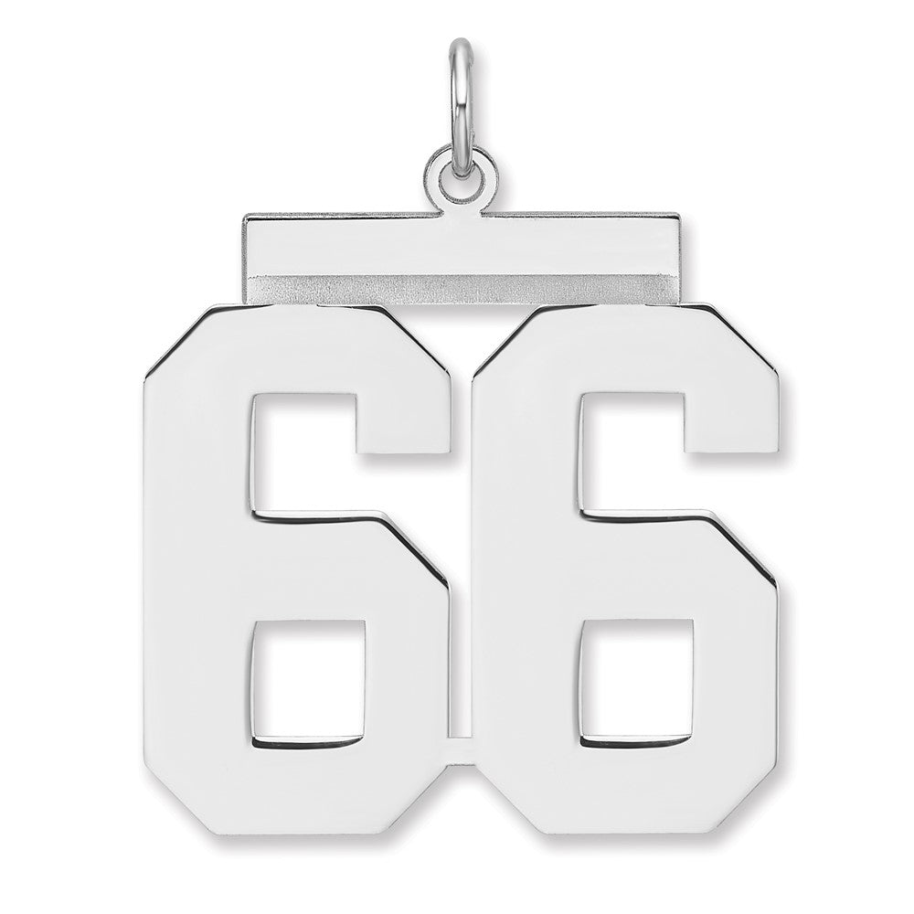 Sterling Silver/Rhodium-plated Polished Number 66 Charm - 2