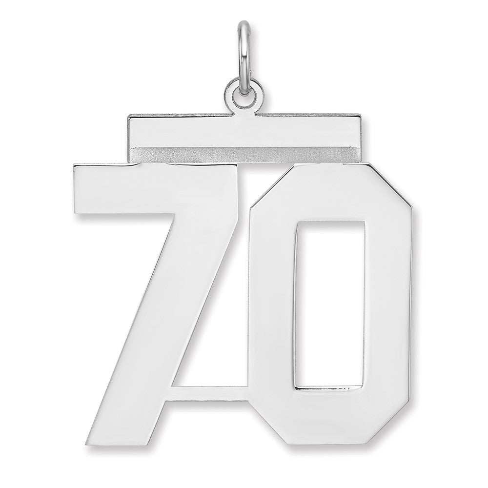 Sterling Silver/Rhodium-plated Polished Number 70 Charm - 2