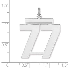 Sterling Silver/Rhodium-plated Polished Number 77 Charm - 3