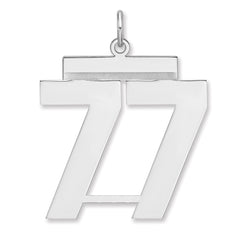 Sterling Silver/Rhodium-plated Polished Number 77 Charm - 3