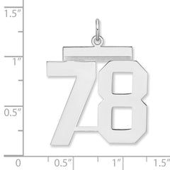 Sterling Silver/Rhodium-plated Polished Number 78 Charm - 3
