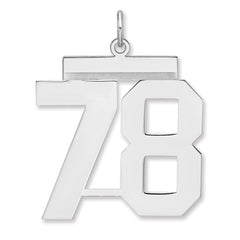 Sterling Silver/Rhodium-plated Polished Number 78 Charm - 3