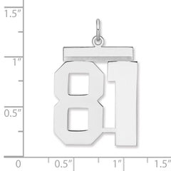 Sterling Silver/Rhodium-plated Polished Number 81 Charm - 3