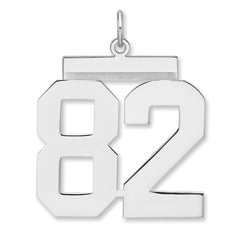 Sterling Silver/Rhodium-plated Polished Number 82 Charm - 3