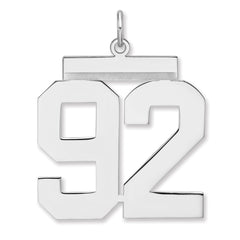 Sterling Silver/Rhodium-plated Polished Number 92 Charm - 2