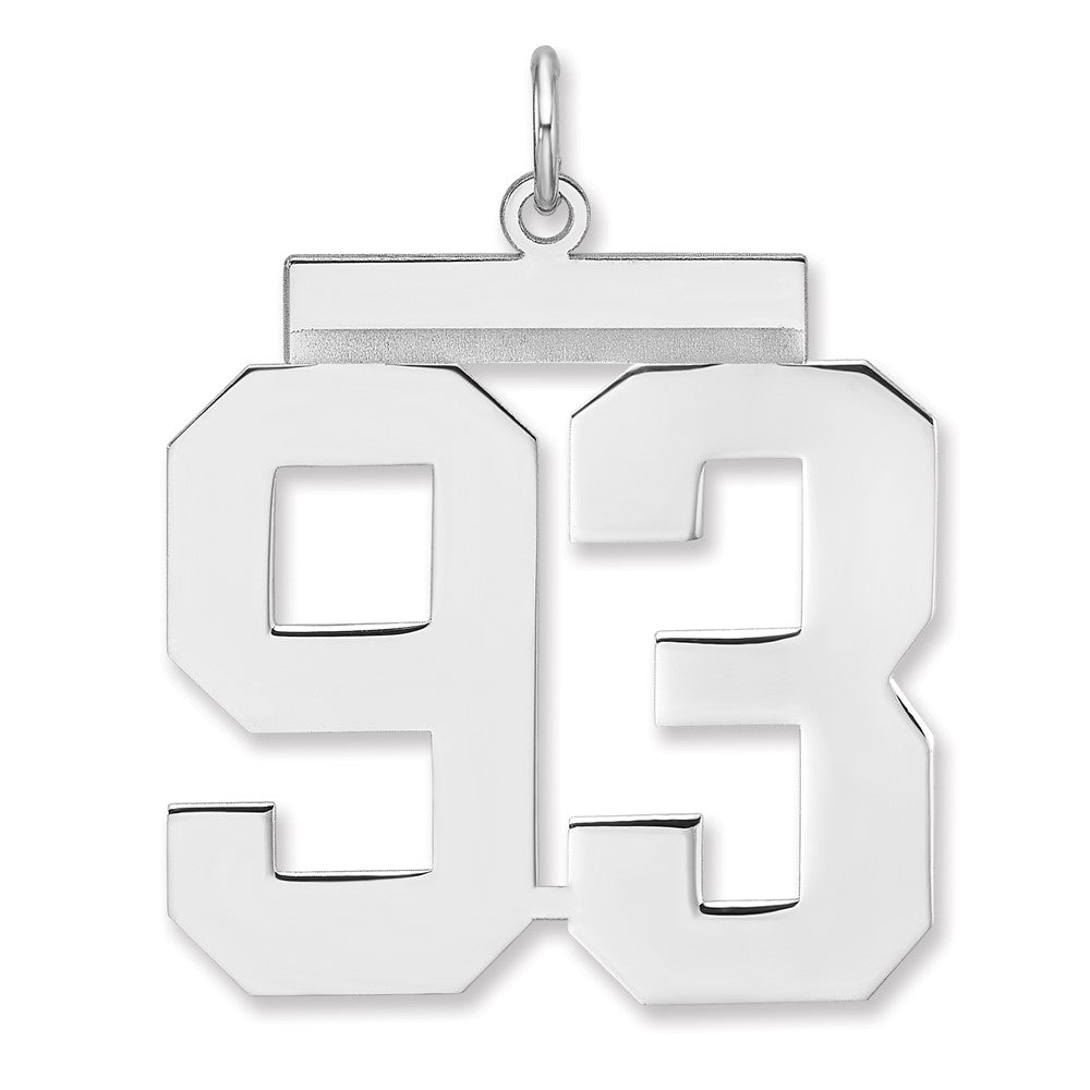 Sterling Silver/Rhodium-plated Polished Number 93 Charm - 2