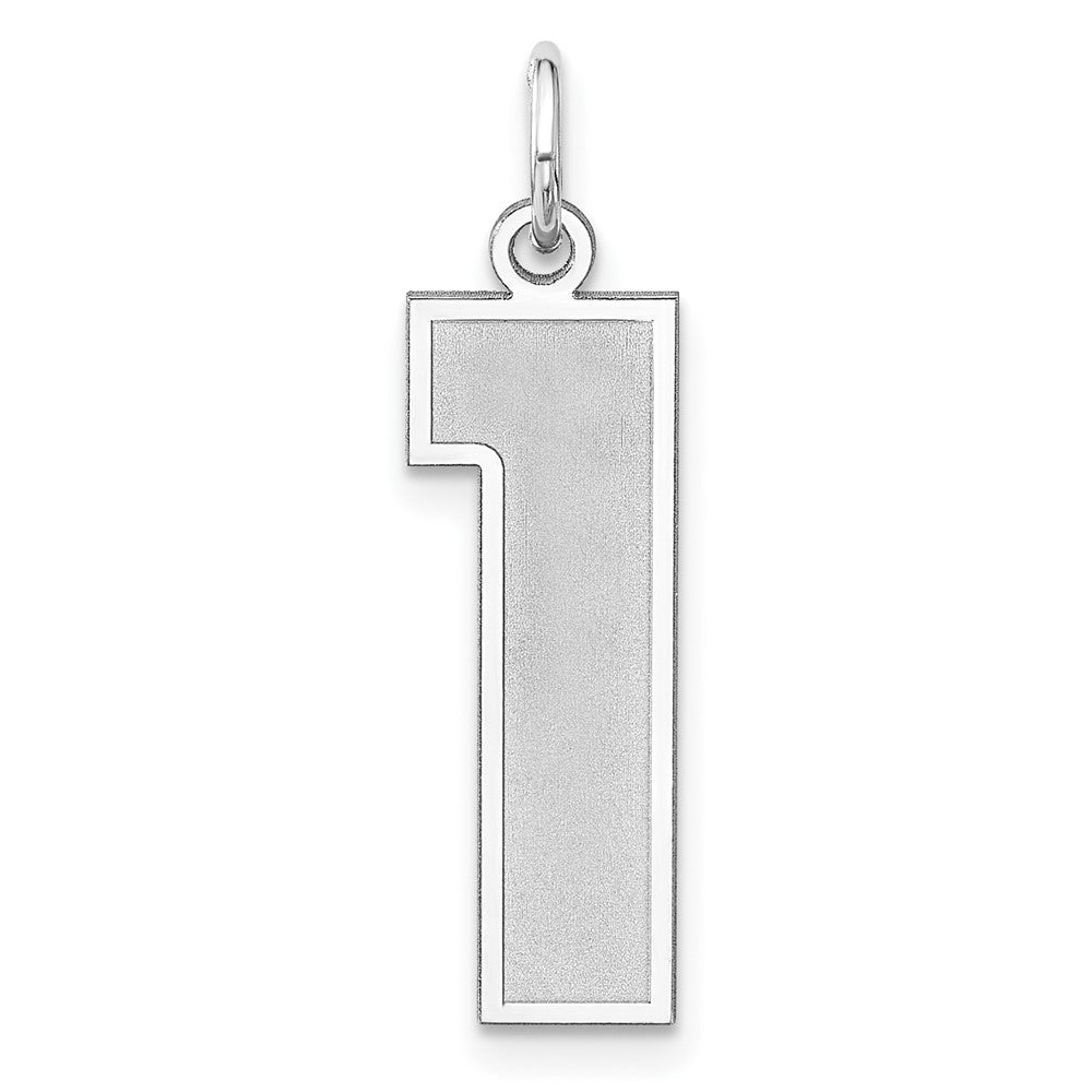 Sterling Silver/Rhodium-plated Satin Number 1 Charm - 4