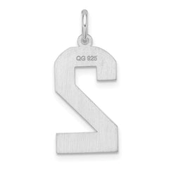 Sterling Silver/Rhodium-plated Satin Number 2 Charm - 4