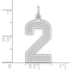 Sterling Silver/Rhodium-plated Satin Number 2 Charm - 4