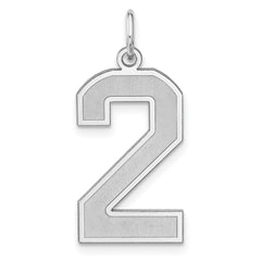 Sterling Silver/Rhodium-plated Satin Number 2 Charm - 4