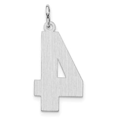 Sterling Silver/Rhodium-plated Satin Number 4 Charm - 4