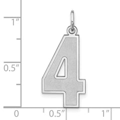 Sterling Silver/Rhodium-plated Satin Number 4 Charm - 4