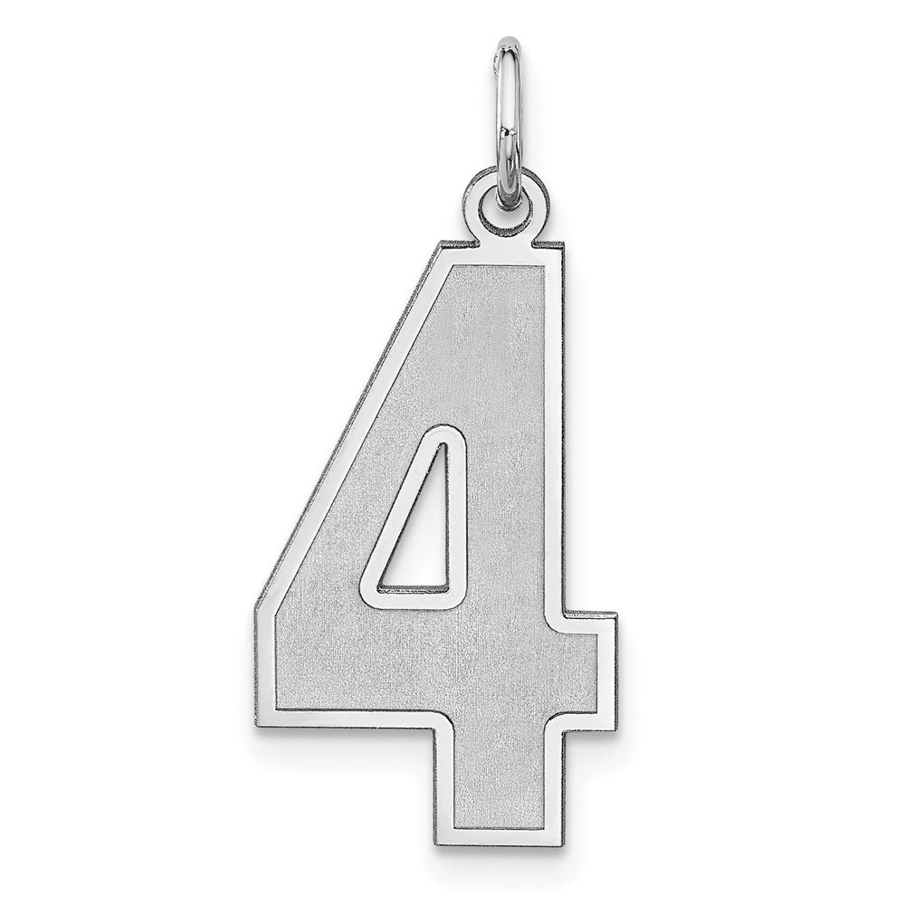 Sterling Silver/Rhodium-plated Satin Number 4 Charm - 4