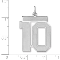 Sterling Silver/Rhodium-plated Satin Number 10 Charm