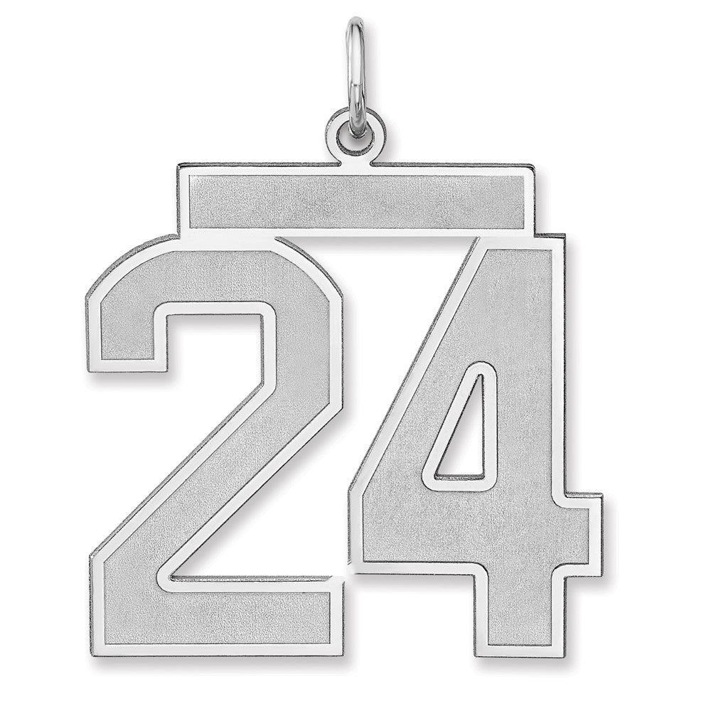 Sterling Silver/Rhodium-plated Satin Number 24 Charm - 3