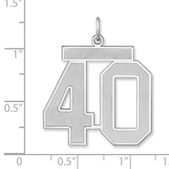 Sterling Silver/Rhodium-plated Satin Number 40 Charm - 3
