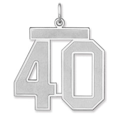 Sterling Silver/Rhodium-plated Satin Number 40 Charm - 3