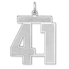 Sterling Silver/Rhodium-plated Satin Number 41 Charm - 3