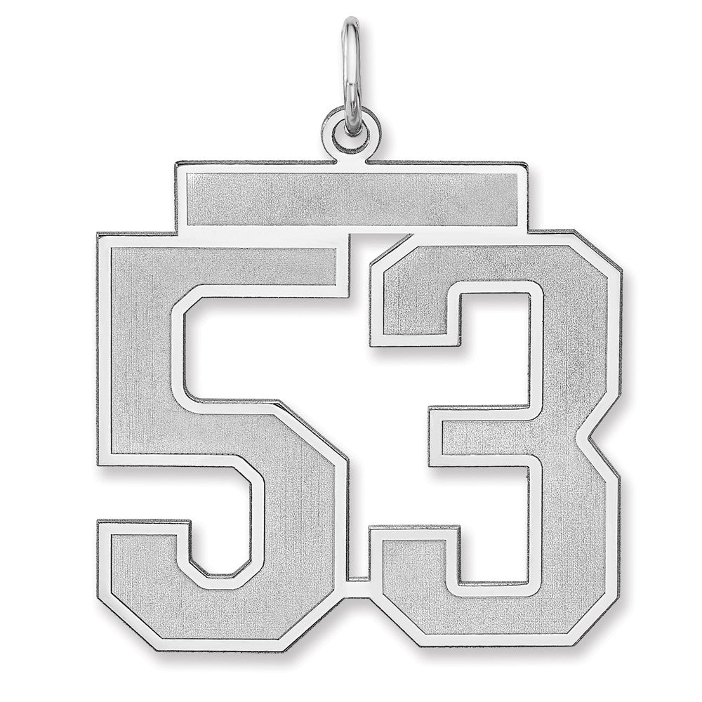 Sterling Silver/Rhodium-plated Satin Number 53 Charm - 2