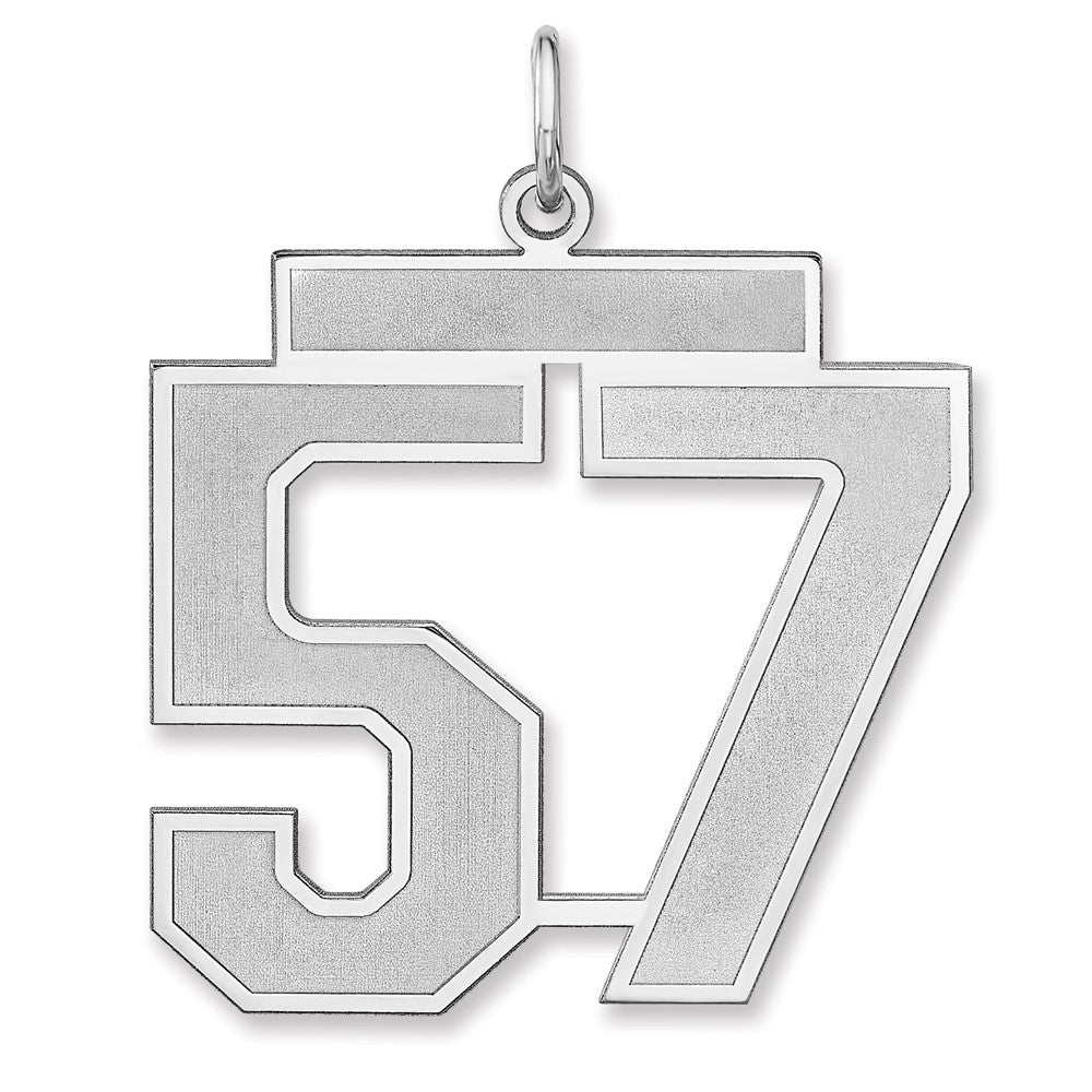 Sterling Silver/Rhodium-plated Satin Number 57 Charm - 3