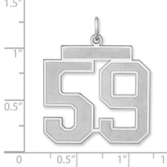 Sterling Silver/Rhodium-plated Satin Number 59 Charm - 2