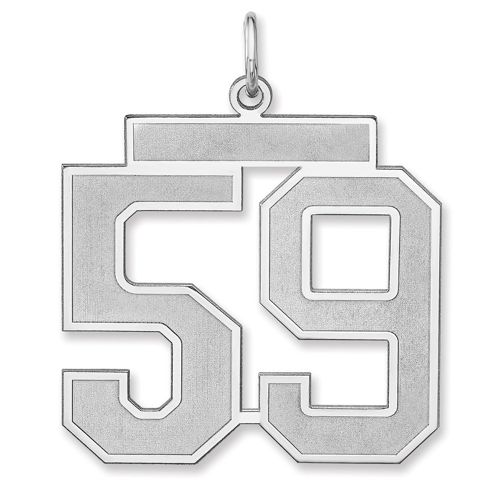 Sterling Silver/Rhodium-plated Satin Number 59 Charm - 2