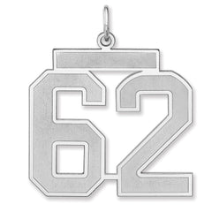 Sterling Silver/Rhodium-plated Satin Number 62 Charm - 2
