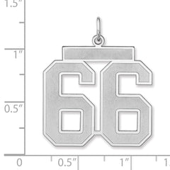 Sterling Silver/Rhodium-plated Satin Number 66 Charm - 2