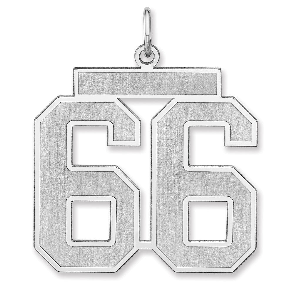 Sterling Silver/Rhodium-plated Satin Number 66 Charm - 2