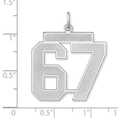 Sterling Silver/Rhodium-plated Satin Number 67 Charm - 2