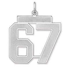 Sterling Silver/Rhodium-plated Satin Number 67 Charm - 2