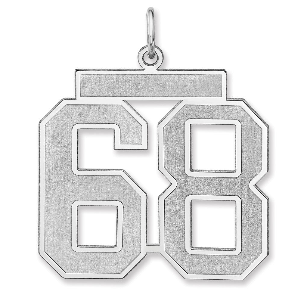 Sterling Silver/Rhodium-plated Satin Number 68 Charm - 3