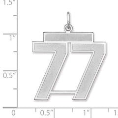 Sterling Silver/Rhodium-plated Satin Number 77 Charm - 4