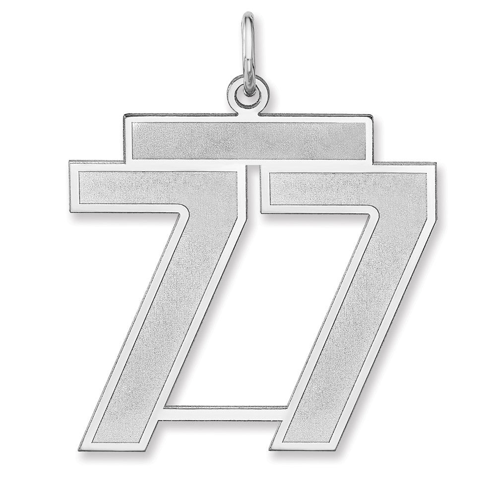 Sterling Silver/Rhodium-plated Satin Number 77 Charm - 4