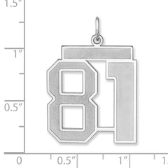 Sterling Silver/Rhodium-plated Satin Number 81 Charm - 3