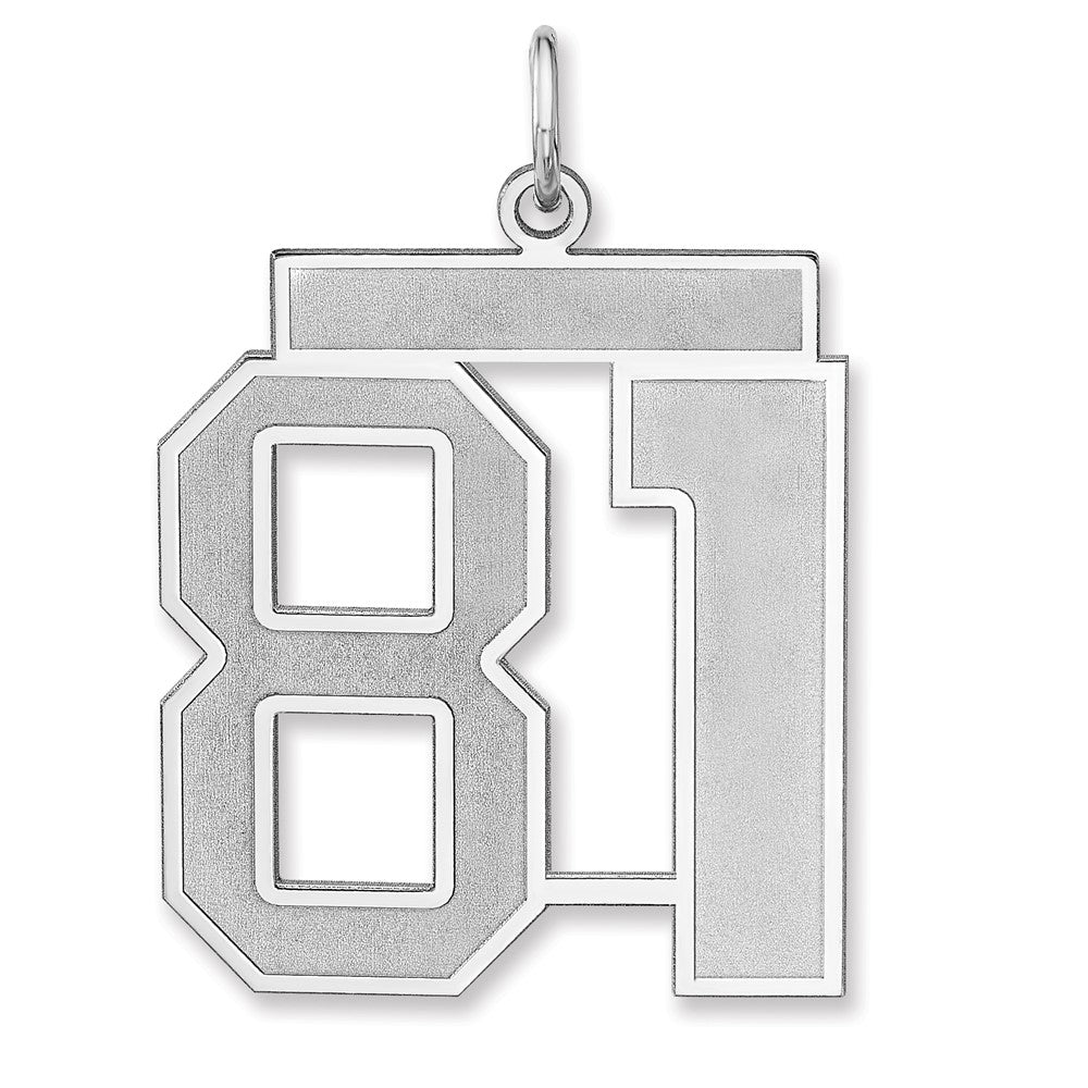 Sterling Silver/Rhodium-plated Satin Number 81 Charm - 3