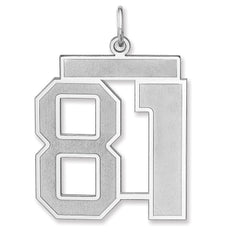 Sterling Silver/Rhodium-plated Satin Number 81 Charm - 3
