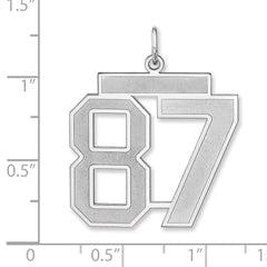 Sterling Silver/Rhodium-plated Satin Number 87 Charm - 3