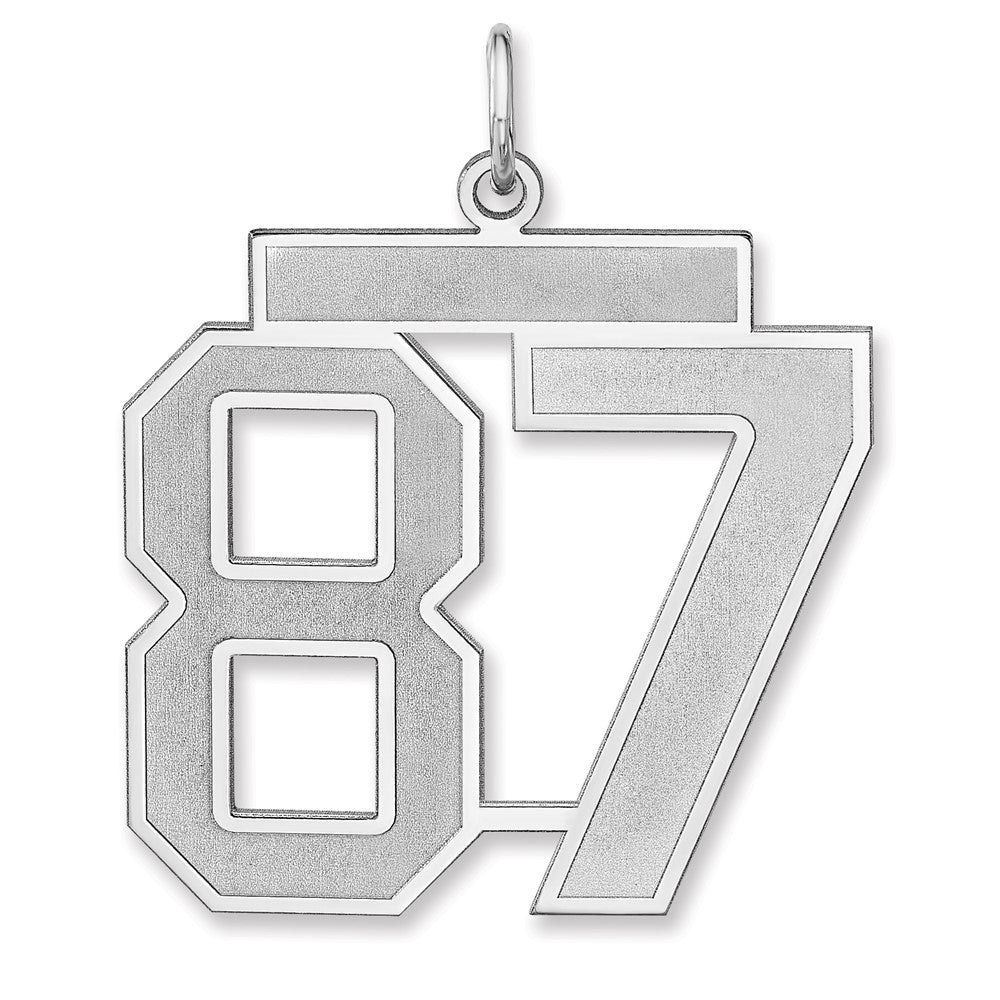 Sterling Silver/Rhodium-plated Satin Number 87 Charm - 3