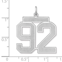 Sterling Silver/Rhodium-plated Satin Number 92 Charm - 2