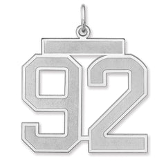 Sterling Silver/Rhodium-plated Satin Number 92 Charm - 2
