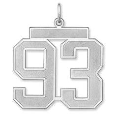 Sterling Silver/Rhodium-plated Satin Number 93 Charm - 2