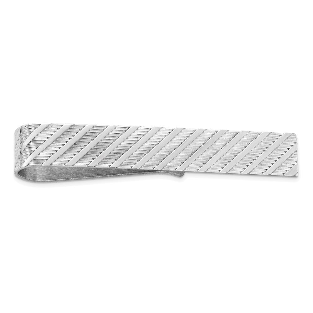 Sterling Silver Rhodium-plated Tie Bar - 9